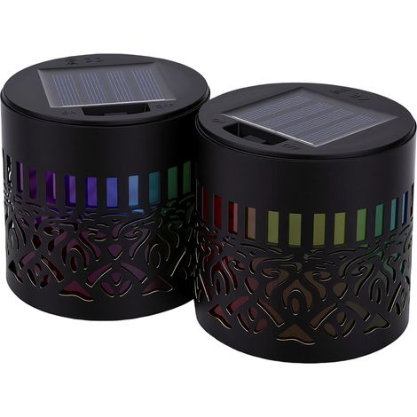 Lot de 2 lampes solaires mandala décoratives murales d'extérieur, lanternes de jardin en fer, colorées, pour terrasse, allée et aménagement paysager. (1/5)
