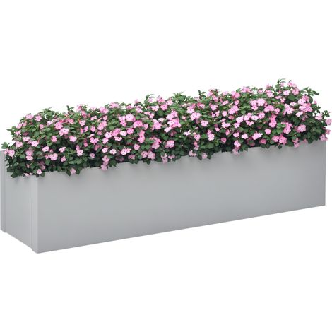 Pflanztopf, lackierter Stahl, witterungsbeständig, 91 cm x 22 cm x 22 cm, grau
