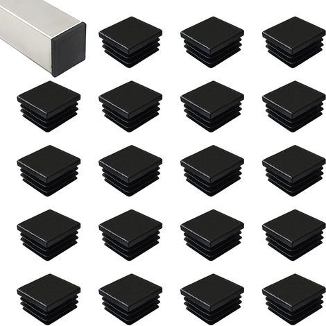 32mm Bouchon Plastique Embout Tube Carre Noir D'obturation pour Pieds de Meuble Trampoline pour Pieds de Meuble Trampoline Armoire Étagère Chaise 20 pièces (1/5)