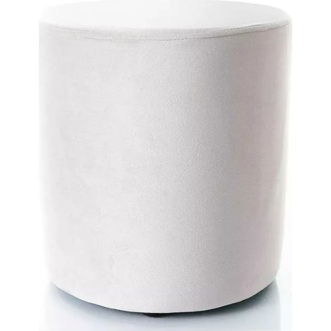 Pouf en velours rond gris clair DELI 38 x 42 cm