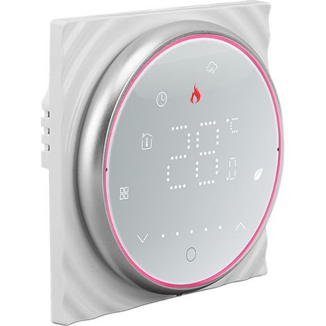 Thermostat intelligent LED pour chauffe-eau, thermostat programmable précis sur 7 jours, AC95-240V, base carrée, blanc