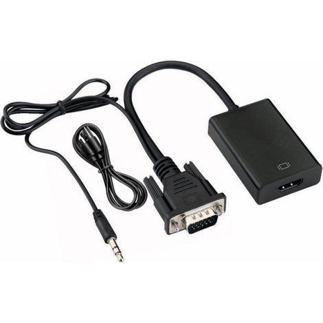 Adaptateur VGA vers HDMI - Conversion Analogique vers Numérique - Résolution 1080P et 1920x1200 - Plug and Play - Câble Intégré - 1 Pièce (1/5)
