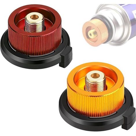 Adaptateur pour cartouche de gaz (2 pièces) Connexion universelle pour le camping Adaptateur pour gaz de camping Pour brûleurs et bouteilles de gaz butane Pour les activités de plein air et le camping (1/5)