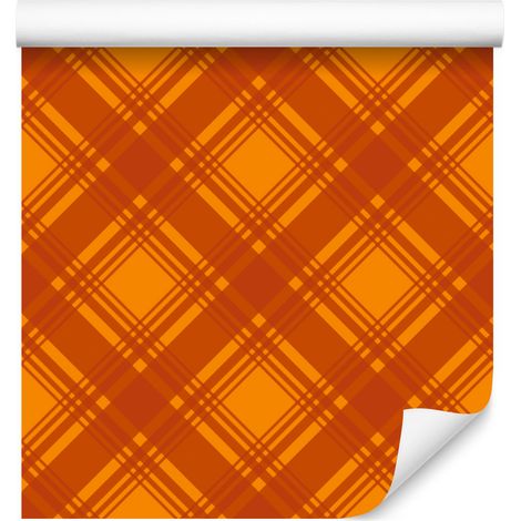 Papel pintado a cuadros de Halloween color melocotón y naranja, 50x1000 cm (1/5)