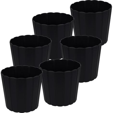 Vaso in plastica per fiori ed erbe aromatiche da balcone o terrazzo, antracite, 24 cm, 6 pezzi.