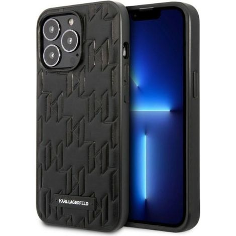 Custodia rigida Karl Lagerfeld KLHCP13XMNMP1K per iPhone 13 Pro Max 6.7, nera/nera, con placca monogramma. (1/5)