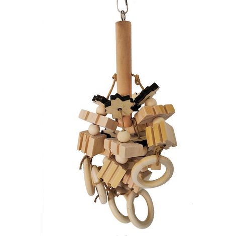 Papageienspielzeug aus Holz, Käfighängespielzeug für kleine und mittelgroße Vögel, Mini-Aras