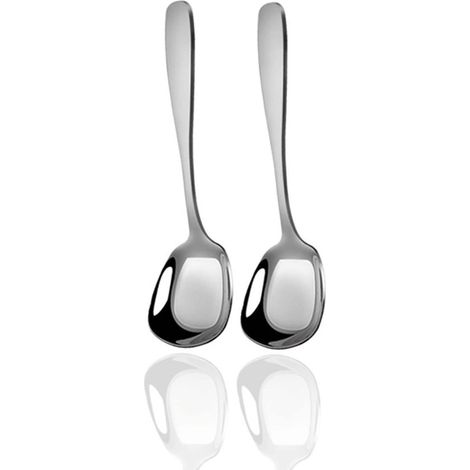 Cuillère en acier inoxydable - Manche long, fond plat - pour un usage quotidien (taille petite) (1/5)