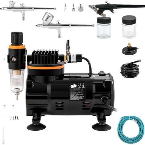 Pistola de aire comprimido, 120 W de potencia, voltaje 220 V/110 V, caudal 18-23 L/min, incluye 3 boquillas de diferentes tamaños, control automático de presión. (1/5)