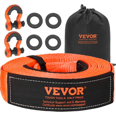 VEVOR Kit di Recupero con Cinghia di Traino per Impieghi Gravosi, Cinghia per Verricello Salva-Albero 76,2 mm x 9,1 m Resistenza alla Rottura di 16329 kg Triplo Anello Rinforzato, per Jeep, SUV, ATV