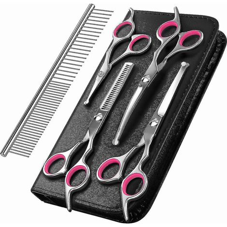 Kit de tonte chien professionnel, ciseaux de toilettage sûrs, cisaille effilocheuse et peigne inclus (1/5)