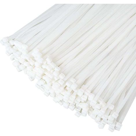 Colliers de serrage multi-usages, colliers en nylon, colliers de serrage autobloquants, blancs, 200 x 3,6 mm (100 pièces) (1/4)
