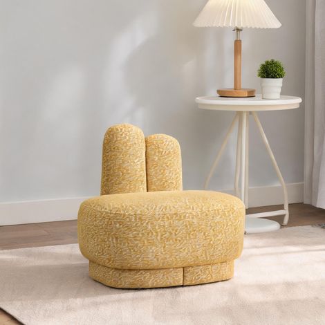 Pouf en tissu jaune avec oreilles de lapin rembourré 54 x 41 x (1/5)