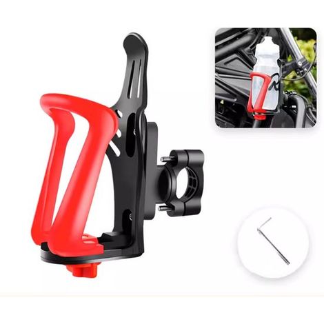 Portaborraccia per bicicletta e portabicchiere per moto con manopola di regolazione rapida, adatto a portaborracce da 55-75 mm, rosso, 7,5x9x16,5 cm (1/5)