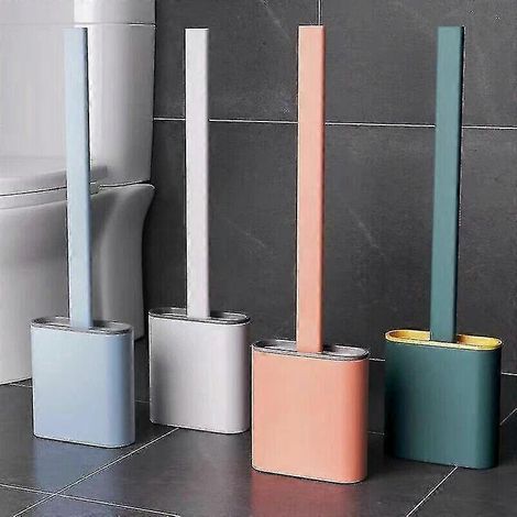 Silikon-Toilettenbürsten-Set mit Bürstenhalter und Wandmontage-Reinigungsbürste-Green