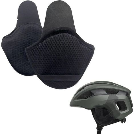 Cache-oreilles de cyclisme, cache-oreilles coupe-vent pour casque de vélo, cache-oreilles chauds amovibles à clipser pour hommes et femmes, convient à la plupart des casques (noir)