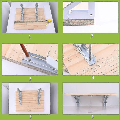 Supports d'étagère pliables (2 pièces), charnière pour table pliante murale (à monter soi-même), gain de place sur le plan de travail - AquaForge (1/2)