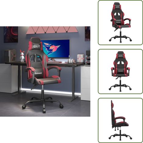Sedia con schienale regolabile - vidaXL Sedia da Gaming Girevole Nero e Rosso Vino in Similpelle - Sedia con rotelle