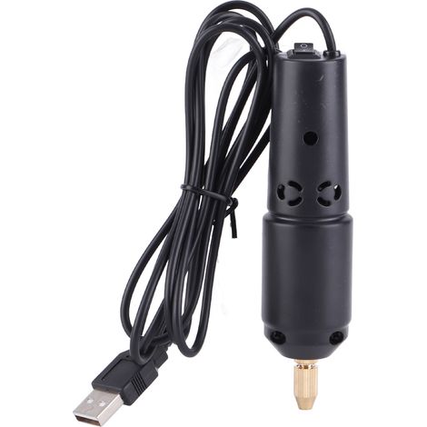 Mini trapano elettrico USB a 360°, nero - Rotazione fluida, kit con 10 punte e 100 occhielli per perline e pietre (1/5)