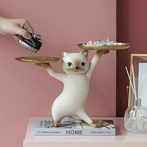 Scatola portaoggetti con statuette di gatti, portachiavi a forma di gatto, ciotola per dolcetti, scatola portaoggetti da scrivania moderna, vari vassoi portaoggetti, vassoio portaoggetti per component (1/3)