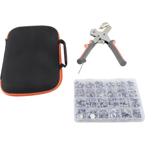 Kit d'outils pour fixations à pression, 80 jeux, boutons et pinces avec boîte de rangement et sac pour sièges de bateau, toile et cuir. (1/5)