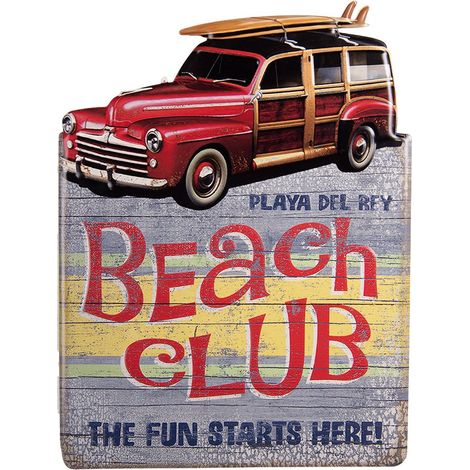 Plaque Décorative Murale en Fer Motif Voiture Rouge 45 x 60 cm - PANGIVO