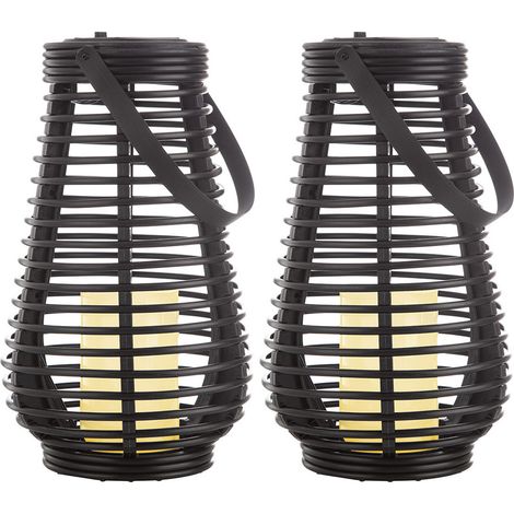 Luci solari per esterno, lampada da tavolo solare a LED, lampada a sospensione, giardino, lanterna a LED, effetto fiamma, con effetto luce danzante, 1x batteria LED, DxH 18x26 cm, set da 2