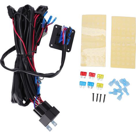 Kit de faisceau de câblage de barre lumineuse LED 16AWG On Off, panneau d'interrupteur à bascule à 2 gangs, relais de puissance, bornier de fusion pour ATV, voiture, bateau, camion