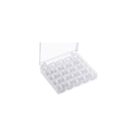 Rocchetti per macchina da cucire, Rocchetti per macchine da cucire, Rocchetti universali per macchina da cucire, Rocchetti in plastica per macchina da cucire con scatola portaoggetti (25 pezzi, traspa