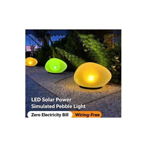 Lampe solaire galet pour jardin, lampe à enfoncer en verre craquelé, étanche, lumière LED chaude, décoration de cour, terrasse et allée extérieure, forme pierre naturelle (1/5)