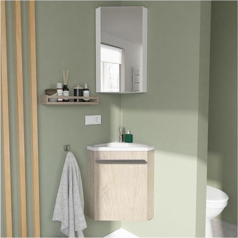 Set lavabo angolare sospeso SKINO con rubinetto e mobile angolare