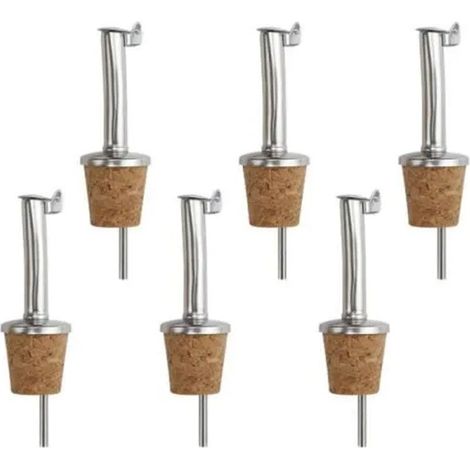 6 Pièces Bec Verseur Huile d\'olive, Inox Bec Verseur Vin,avec Clapet, avec Tube d\'air, Bouchon en Liège, Bec Verseur Alcool,Convient (1/5)