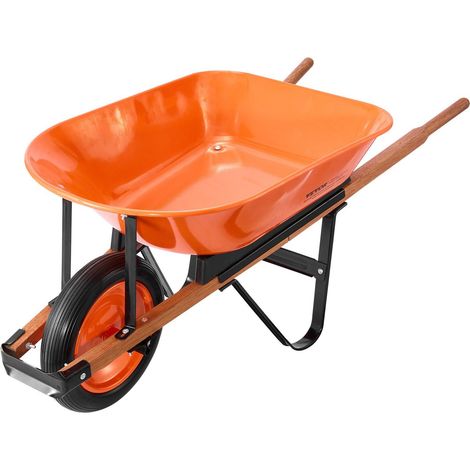 Chariot de jardin,5 pi³,capacité 330 lbs,chariot à une roue,avec poignée en métal et roues larges de 16",idéal pour le jardinage (1/5)