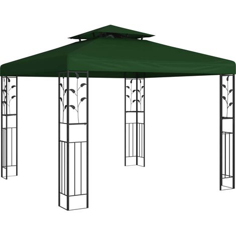 Pavillon 3 x 3 x 2,68 m Grün Polyester und Stahl vidaXL