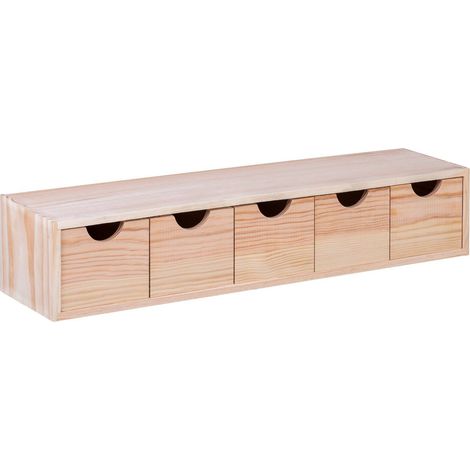 WELLHOME Minibloc 5 tiroirs 57x14x11,3 cm en bois de pin (1/3)