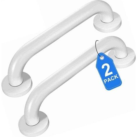 Trywise 2 Pcs Safety Bath Grab Bar, Non-Slip Stainless Steel Handles, Toilet Grab Bar, Bathroom Grab Bar, Shower Grab Bar for Elderly/Children, 30cm (White) (1/4)