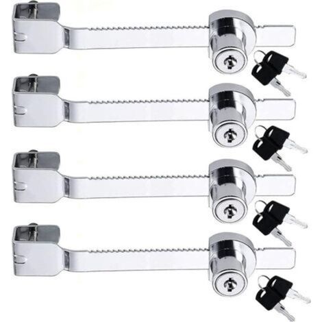 4 Pack Terrarium Vivarium Lock with Key, Sliding Glass Blade, Safety Ratchet Lock for Display Case, Showcase (1/5)