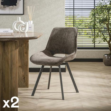 Chaise pivotante confort – taupe, dos ajouré (lot de 2) ASCOLI (1/3)