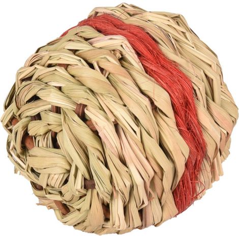 1 Balle d'osier rouge avec clochette ø 8 cm . jeux pour rongeur. - Flamingo