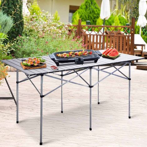 Tavolo Arrotolabile in Alluminio 70 X 140 x 70 Picnic Campeggio Giardino Casa (1/5)