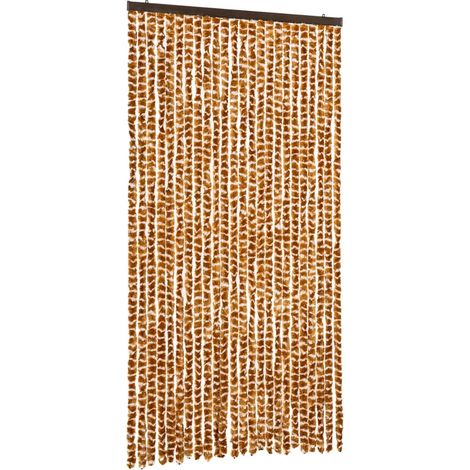 Fly Curtain Ochre and White 100x230 cm Chenille vidaXL