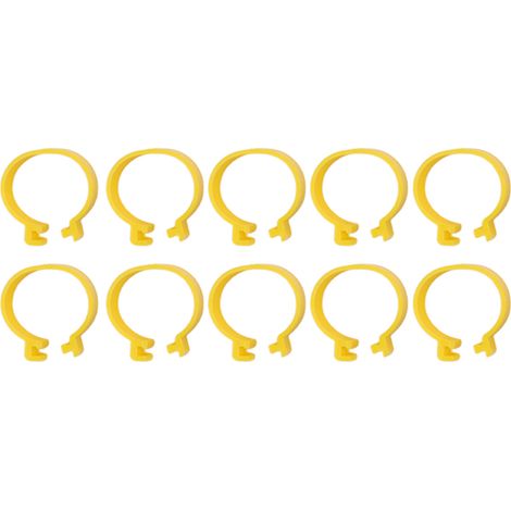 Lot de 100 anneaux de cheville réutilisables en plastique jaune 18 mm pour l'élevage de poules, canards et oies. (1/5)