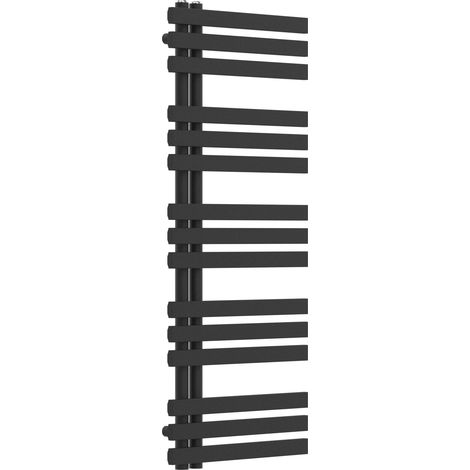 Radiateur sèche-serviettes chauffage salle de bain acier 120 x 50 cm noir (1/5)