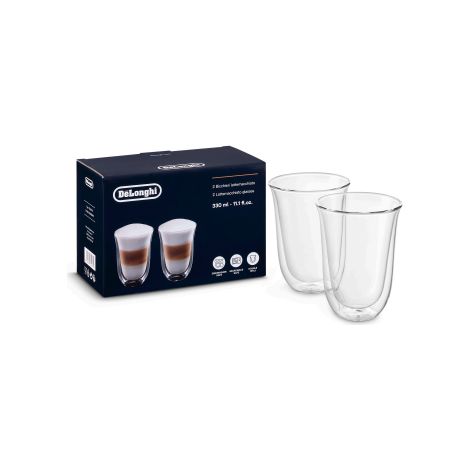 Delonghi 2x tazzine bicchieri per latte macchiato in vetro doppia parete 330ml