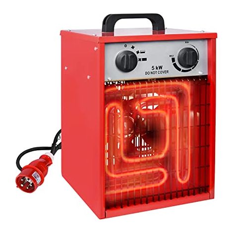 5KW Elektroheizung 400V Profi-elektrisch Heizgebläse, Elektroheizer mit Thermostat und 4-Heizstufen, Überlastschutz Bauheizer NAIZY (1/5)