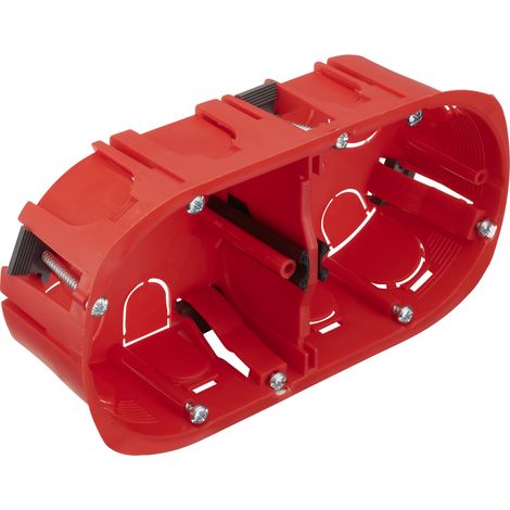 DEBFLEX 718762 BOITE 2 POSTES, DIAM 67MM, HAUTEUR 40MM ROUGE SOUS FILM ENTRAXE 71, 67MM X 40MM (1/5)