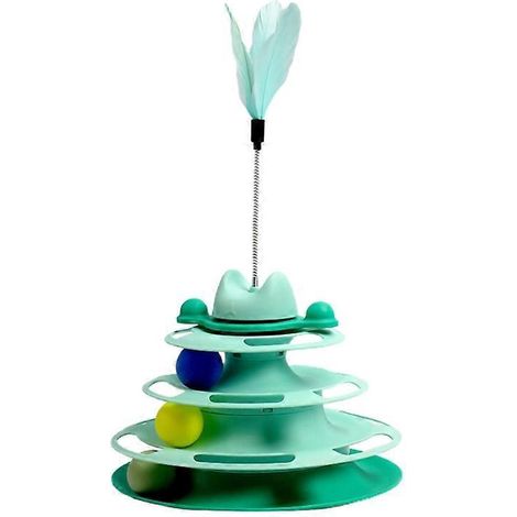 Tour d'intérieur pour chat avec jouet à plumes, balles rotatives, anti-ennui pour chaton, jeu de poursuite interactif. (1/4)