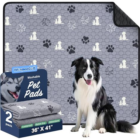 Tapis Absorbant Chien, Tapis Chien Lavable, 92x104 cm, Lot de 2, Gris (1/5)