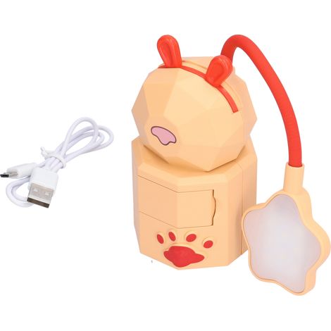 Lampe de bureau LED dessin animé, lampe de chevet USB, lumière blanc chaud, facile à utiliser, lecture pour étudiant, dortoir, veilleuse jaune (1/5)