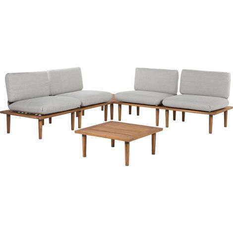 Garden Lounge Set with Table 4 Seater FRASCATI Modular Certified Acacia Wood Light Grey